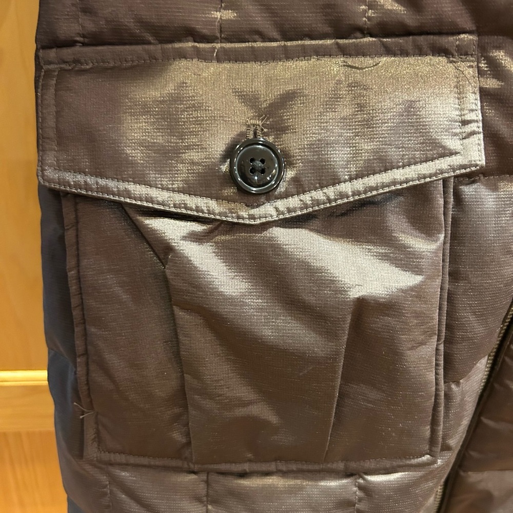 Eddie Bauer Brownish/Gray Puffer Jacket with Faux Fur Hood - Picture 7 of 12